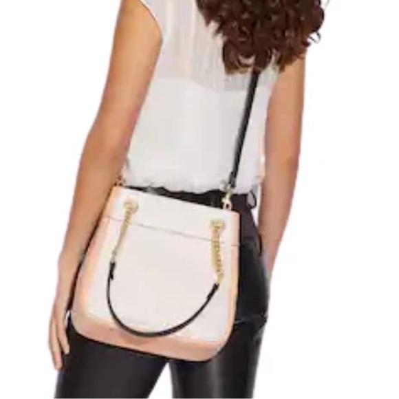 COPY - NEW! COACH Cammie Chain Bucket Bag Colorblock Pebble Leather Chalk Blush - Picture 2 of 7